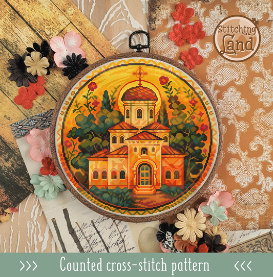 Church Garden Cross Stitch Pattern