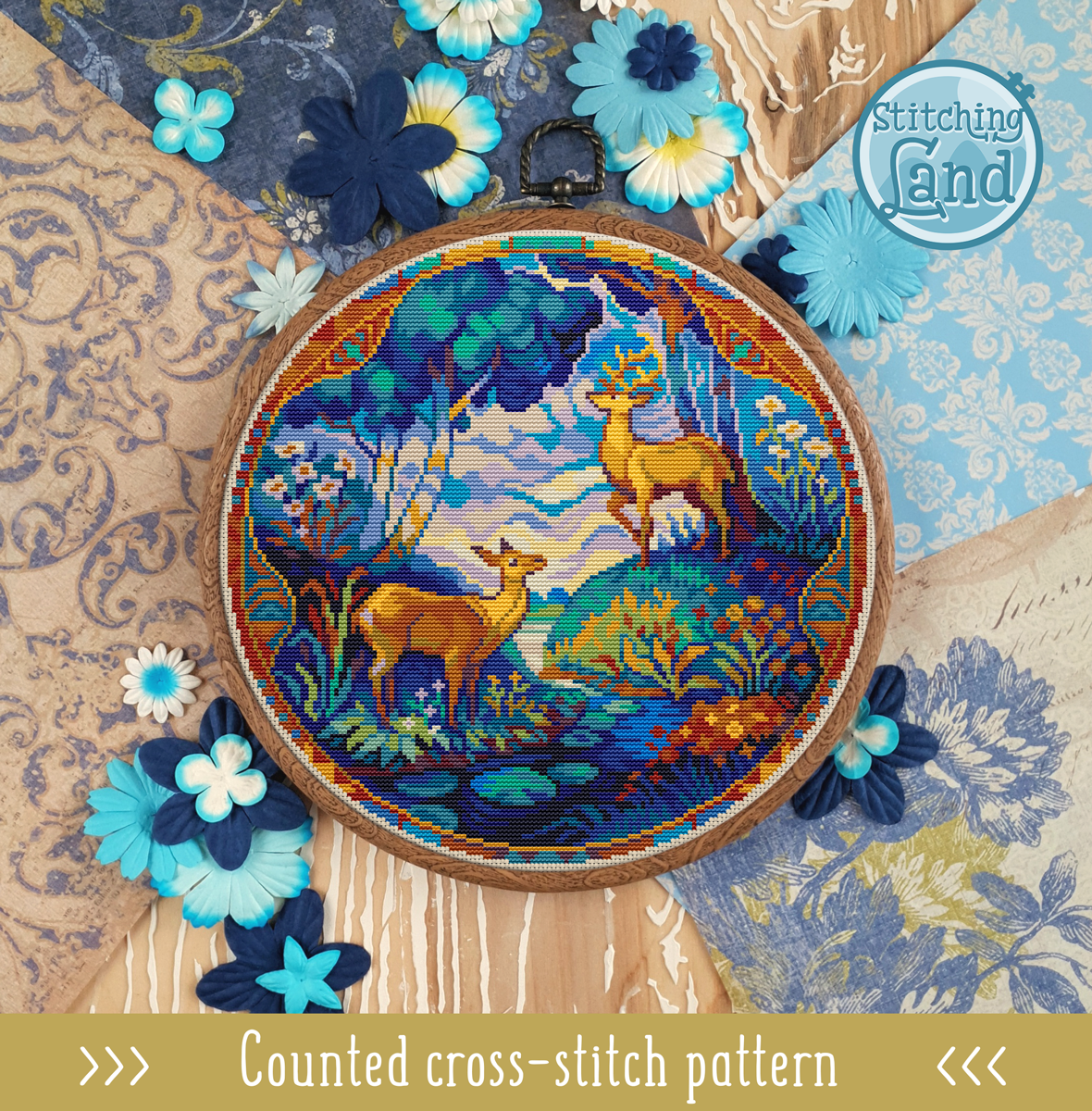 Deer Pair Cross Stitch Pattern