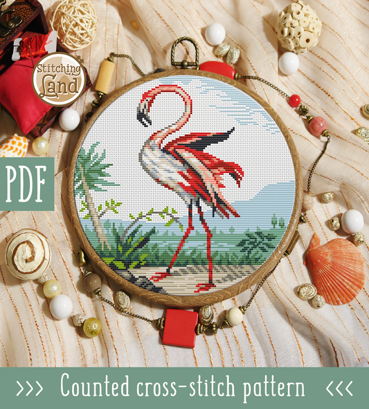 Greater Flamingo Cross Stitch Pattern