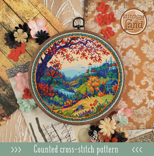 Hilltop View Cross Stitch Pattern