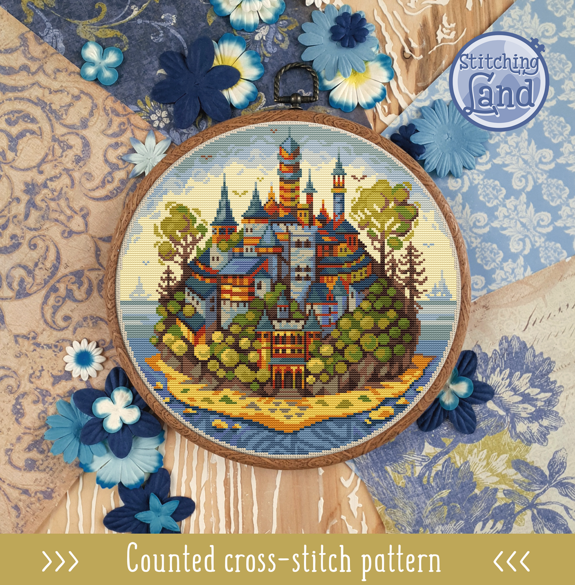 Island Town Cross Stitch Pattern