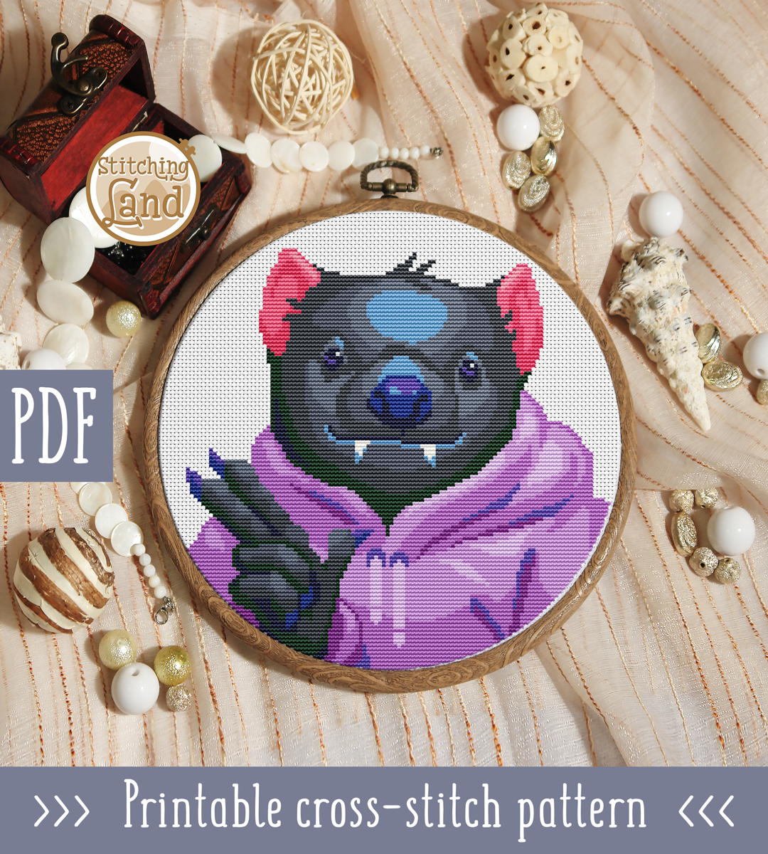 Mr. Tasmanian Devil Cross Stitch Pattern