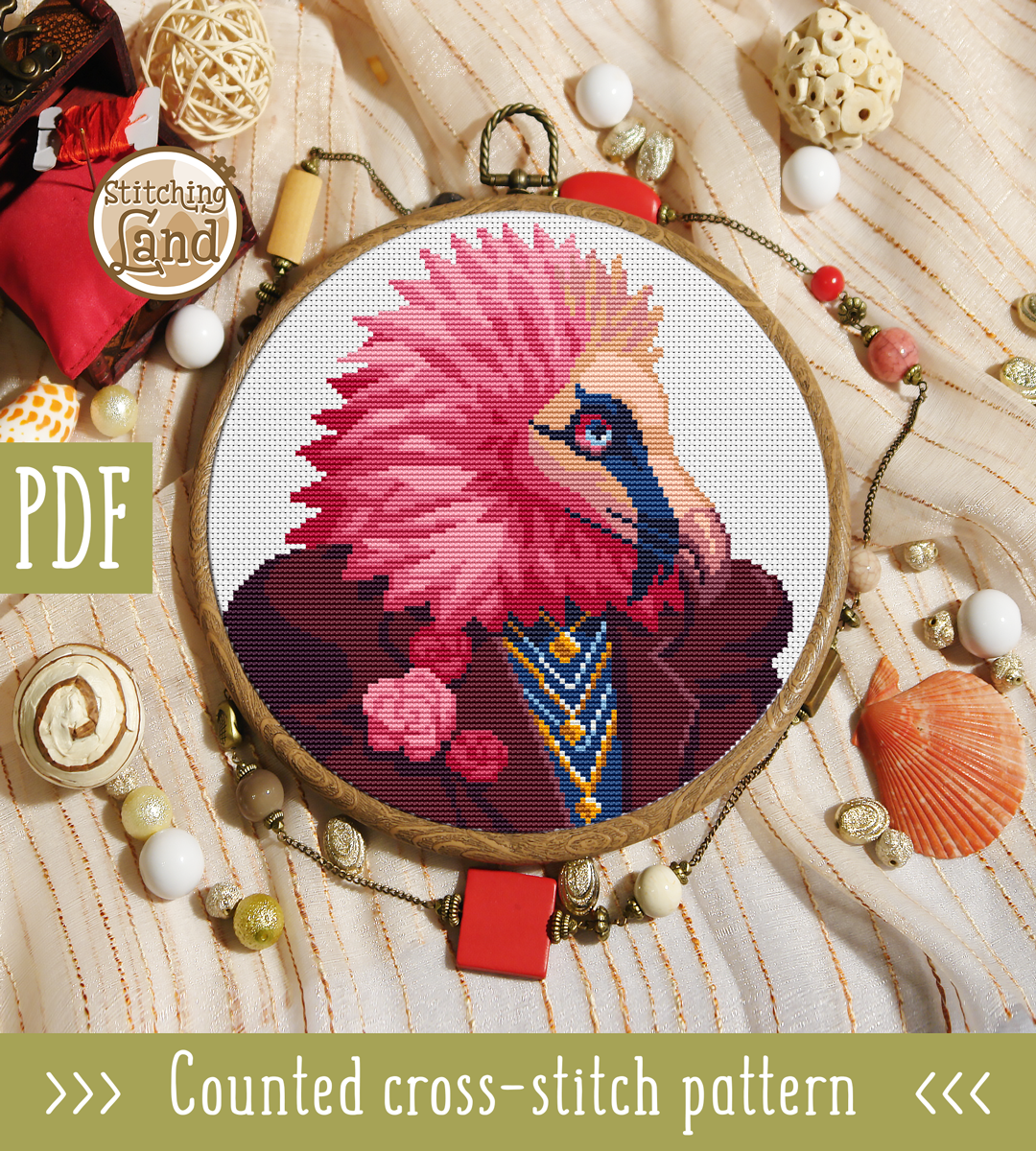 Mrs. Vulture Cross Stitch Pattern