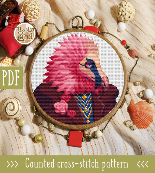 Mrs. Vulture Cross Stitch Pattern