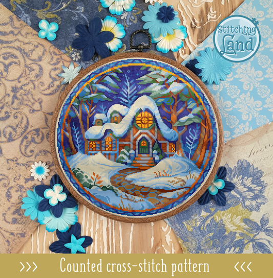 Santa's Cottage Cross Stitch Pattern