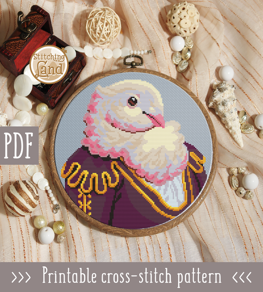 Sir Pigeon Cross Stitch Pattern