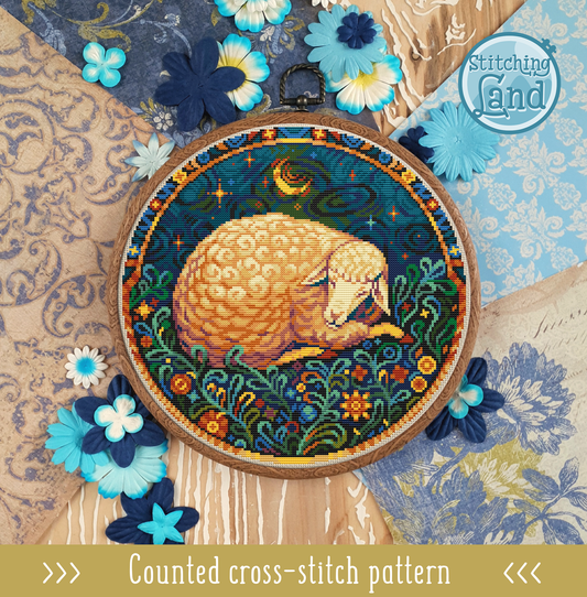 Sleeping Sheep Cross Stitch Pattern