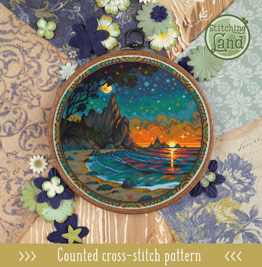 Sun & Moon Symphony Cross Stitch Pattern