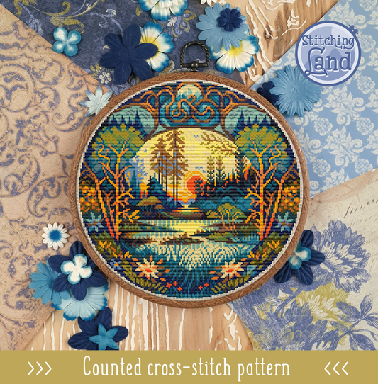 Woodland Lake Cross Stitch Pattern