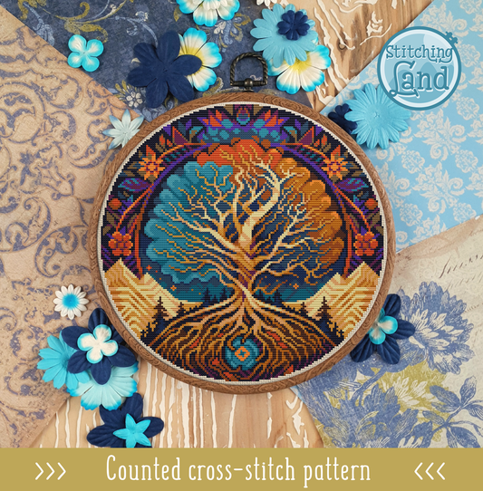 World Tree Cross Stitch Pattern