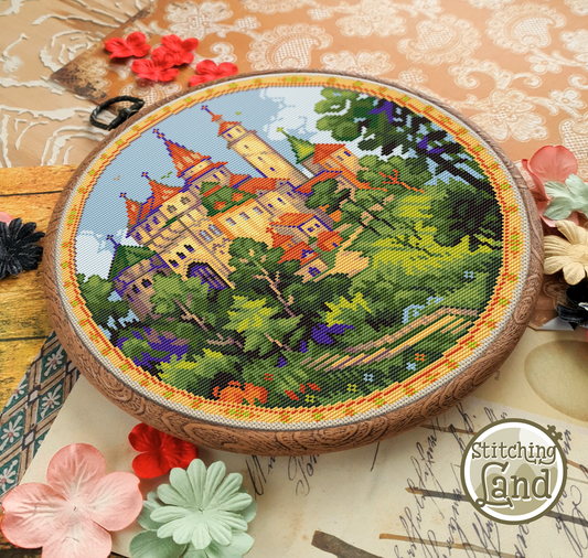Art Nouveau Castle Cross Stitch Pattern