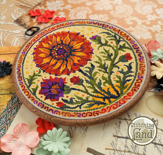 Art Nouveau Fire Flower Cross Stitch Pattern