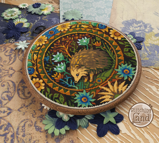 Art Nouveau Hedgehog Cross Stitch Pattern