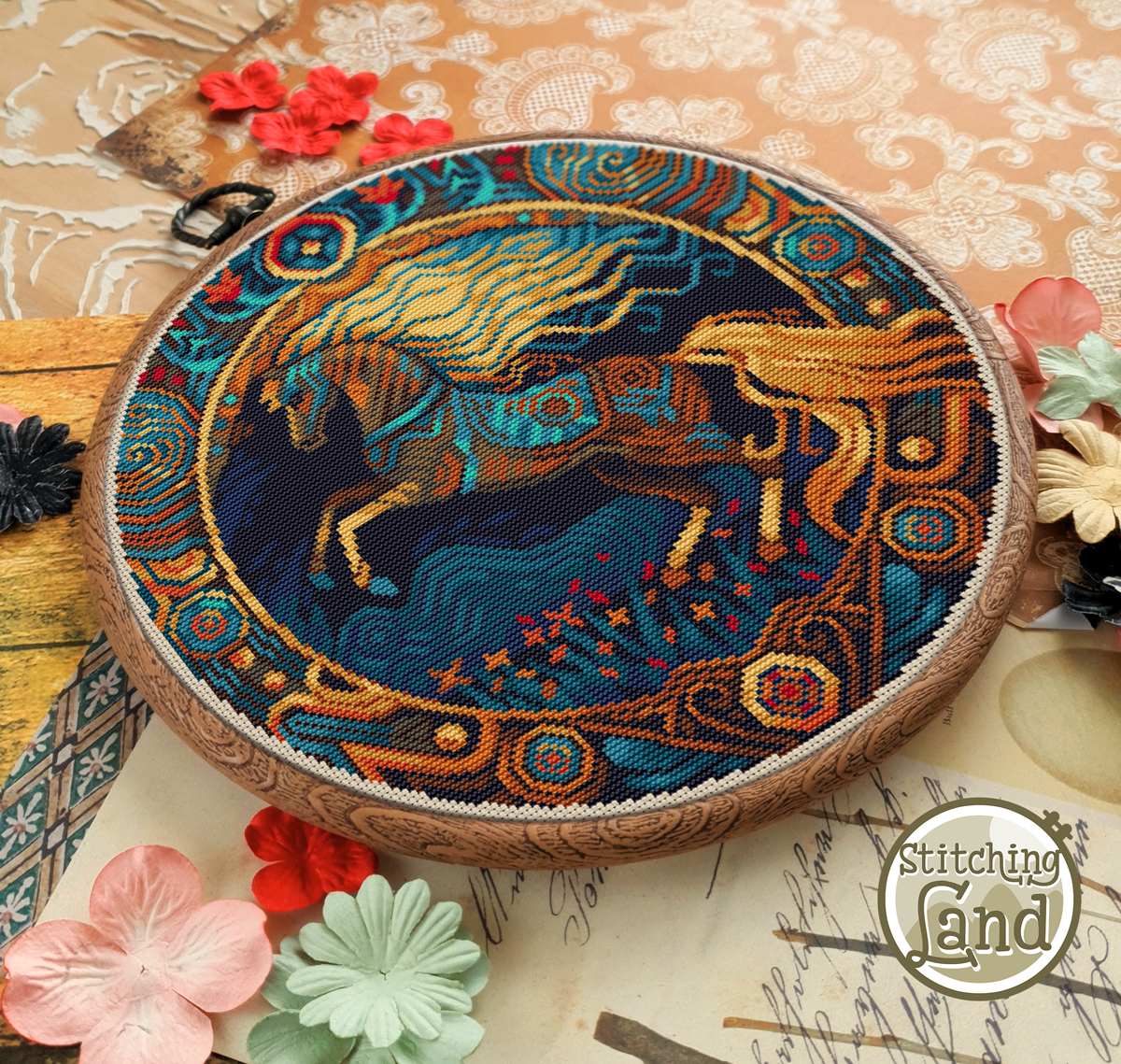 Art Nouveau Horse Stitch Pattern