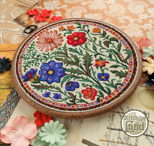 Art Nouveau Meadow Flowers Cross Stitch Pattern