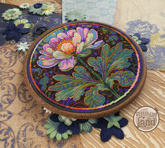 Art Nouveau Moon Flower Cross Stitch Pattern