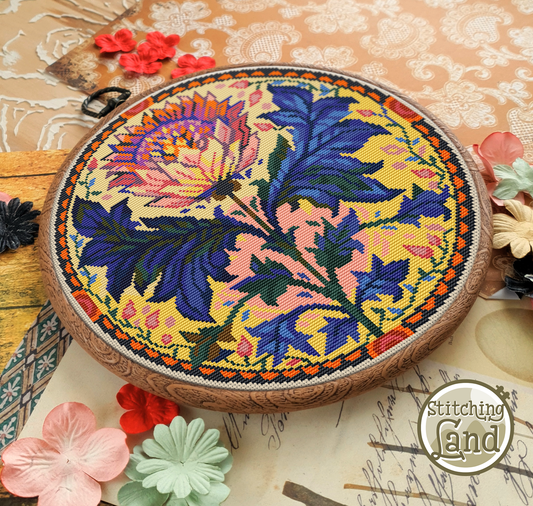 Art Nouveau Pink Flower Cross Stitch Pattern