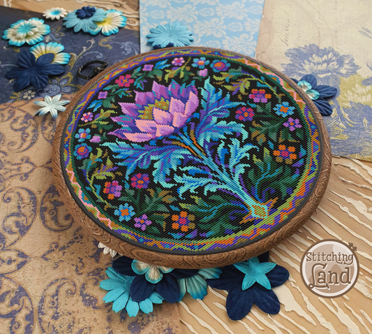 Art Nouveau Purple Flower Cross Stitch Pattern