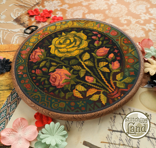 Art Nouveau Roses Cross Stitch Pattern