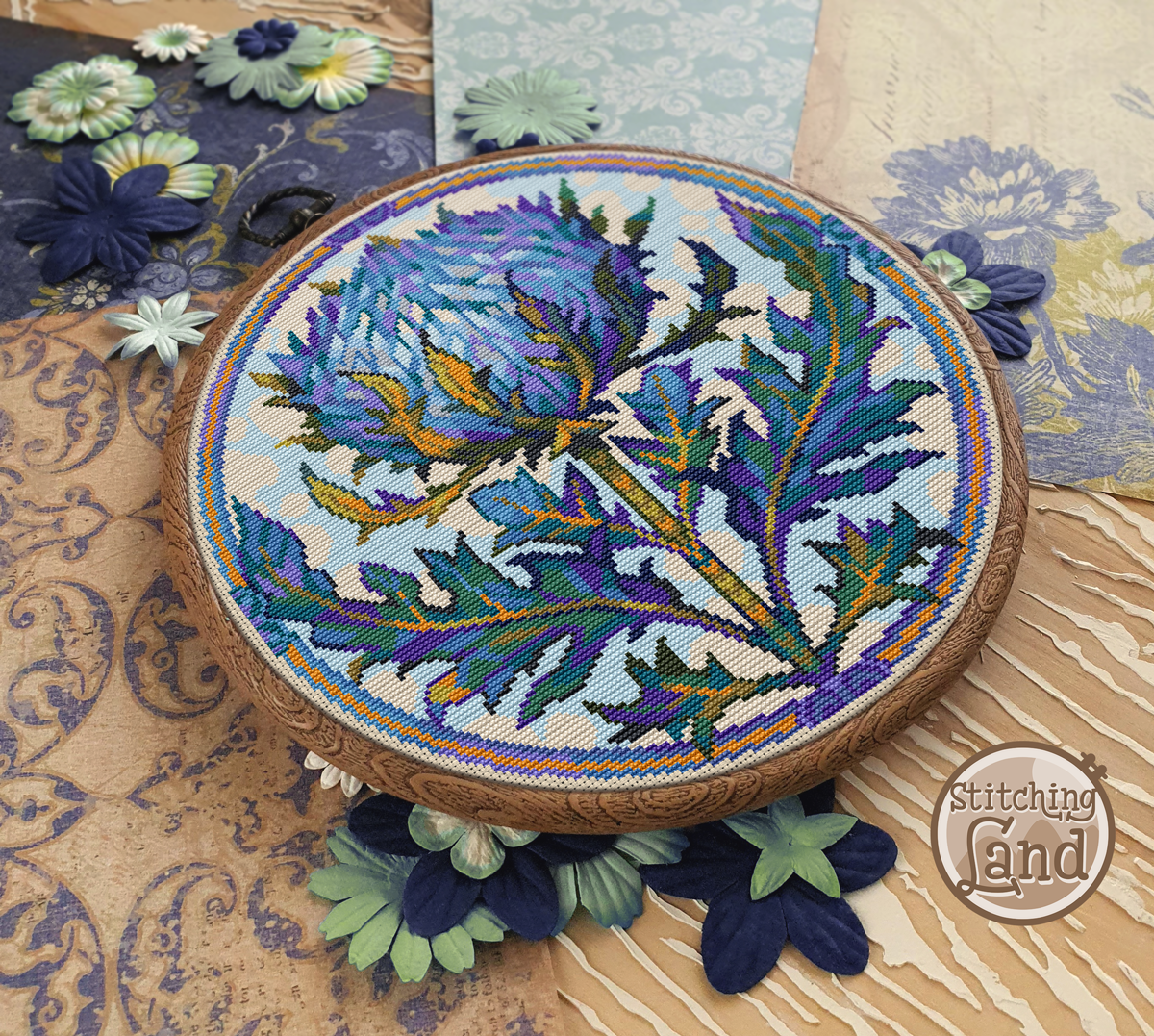 Art Nouveau Thistle Cross Stitch Pattern