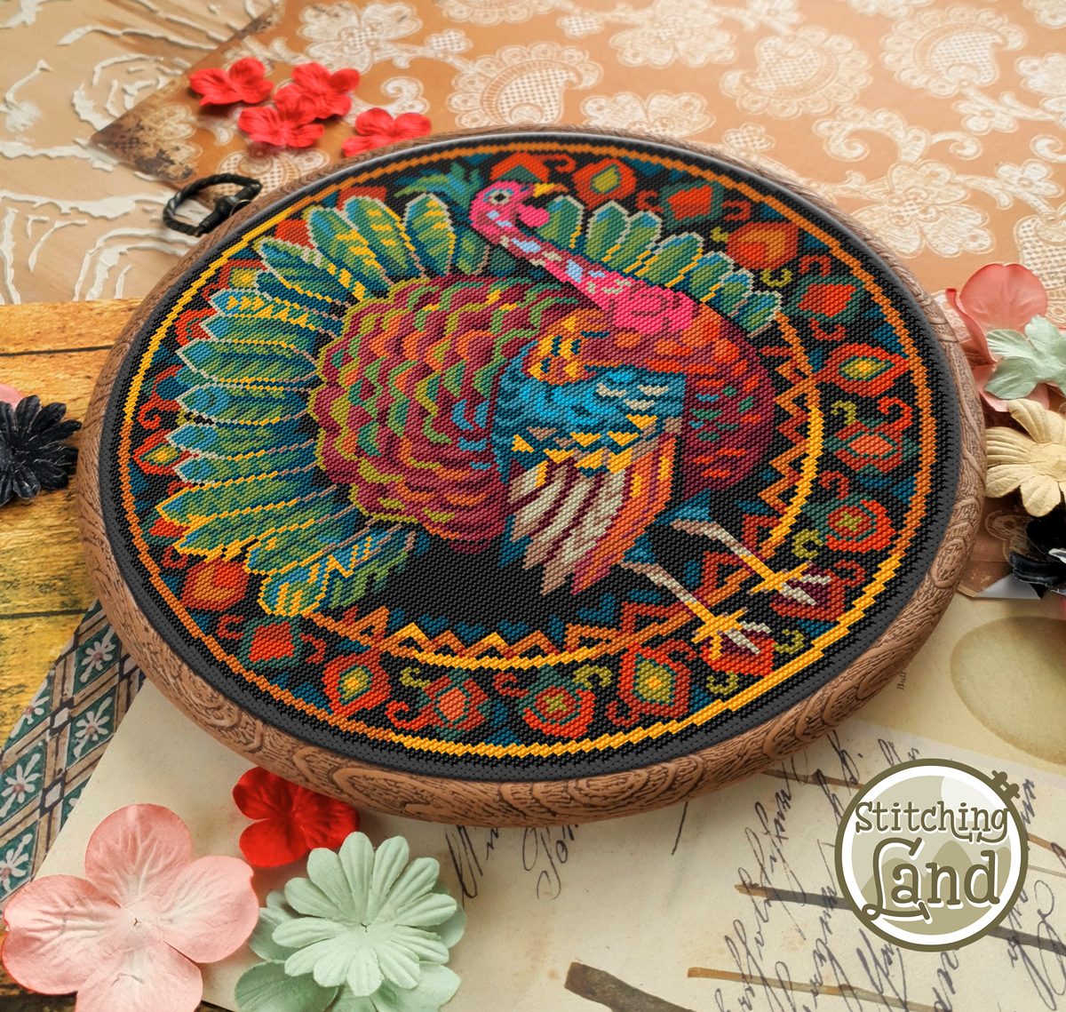 Art Nouveau Turkey Cross Stitch Pattern