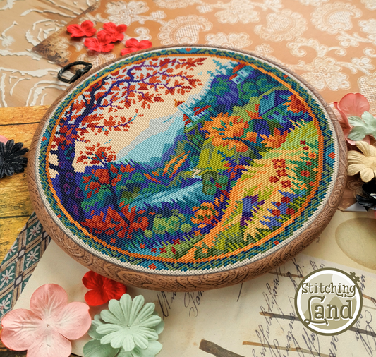 Hilltop View Cross Stitch Pattern
