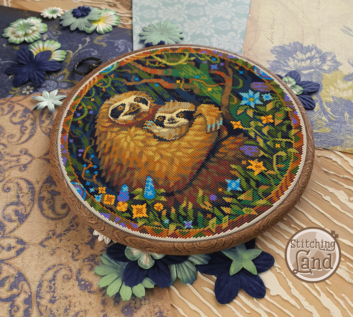 Mama Sloth Cross Stitch Pattern