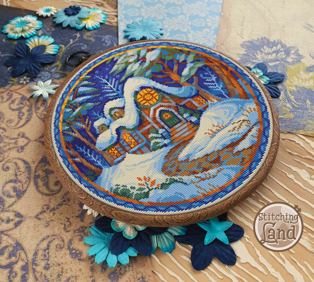 Santa's Cottage Cross Stitch Pattern