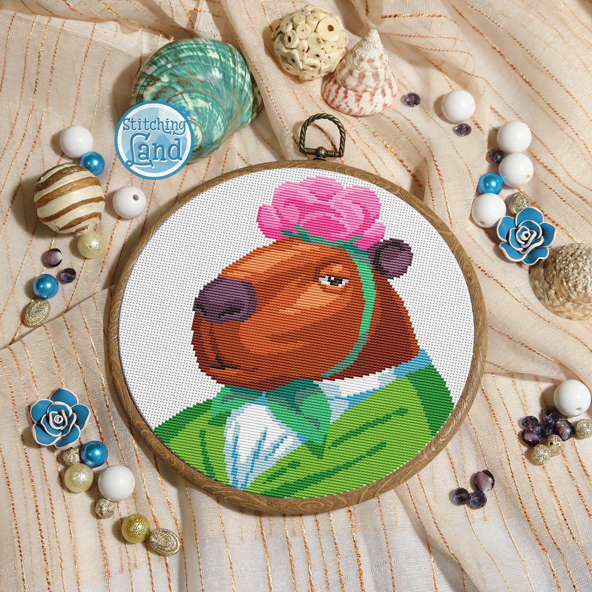 Mrs. Capybara Cross Stitch Pattern