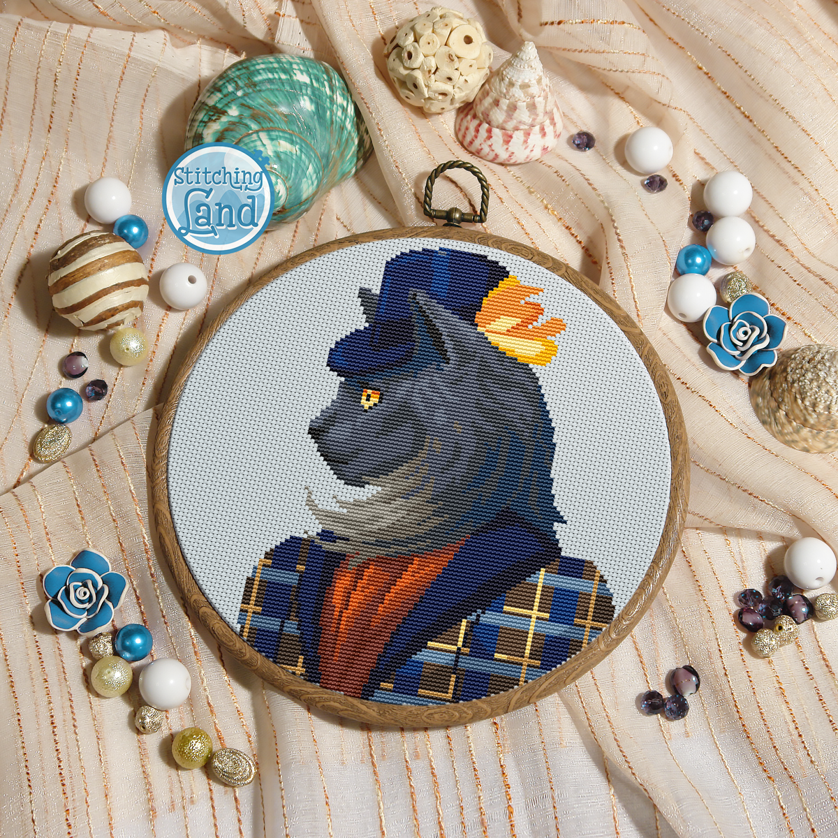 Ms. Gray Cat Cross Stitch Pattern