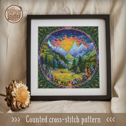 Blooming Valley Cross Stitch Pattern Square