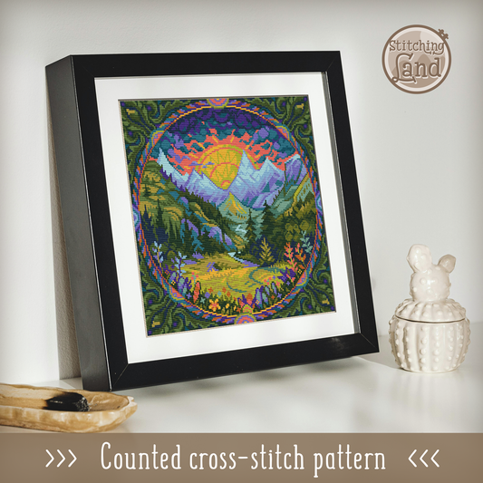 Blooming Valley Cross Stitch Pattern Square