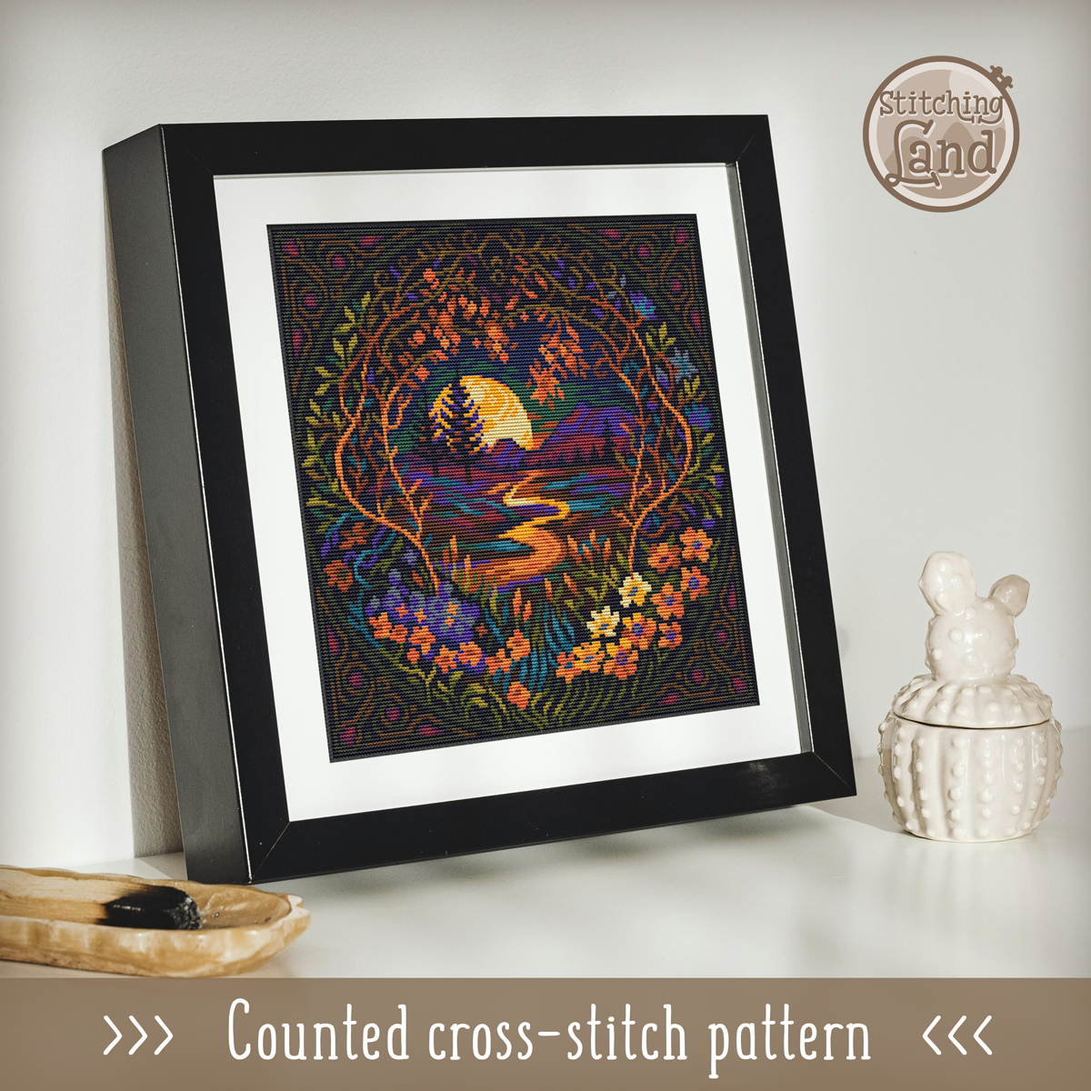 Dawn Over Mountains Cross Stitch Pattern Square