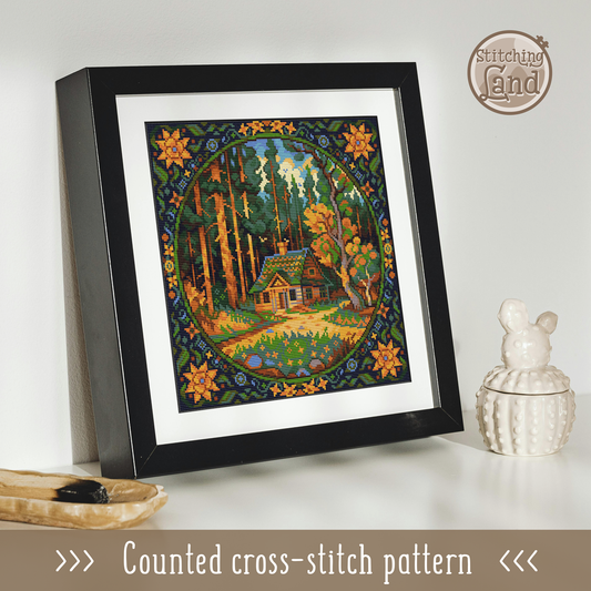Forester's House Cross Stitch Pattern Square