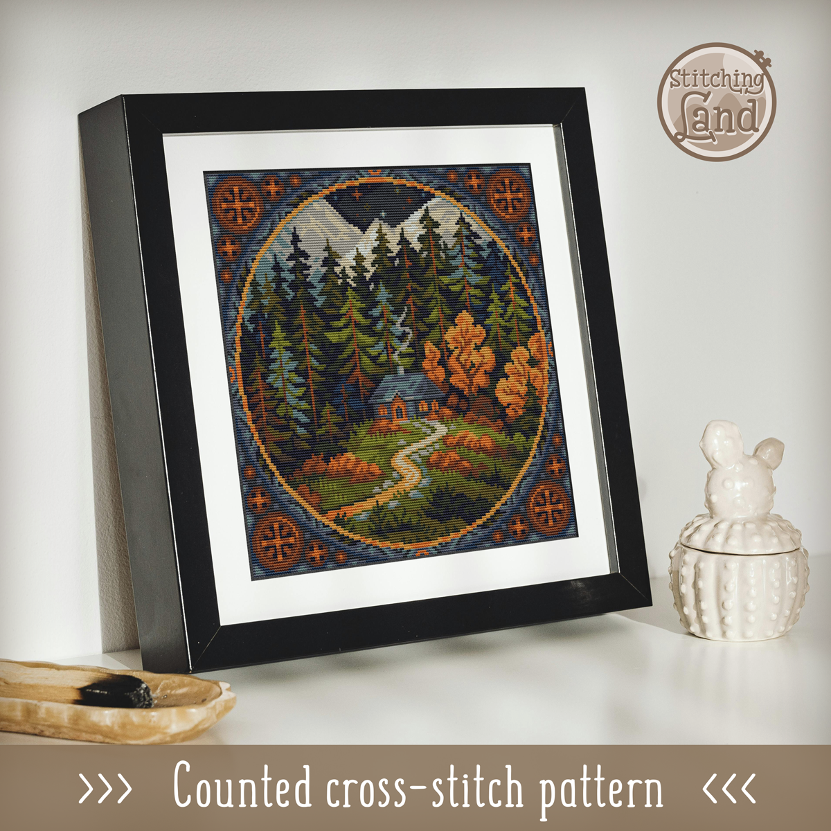Forester's House II Cross Stitch Pattern Square