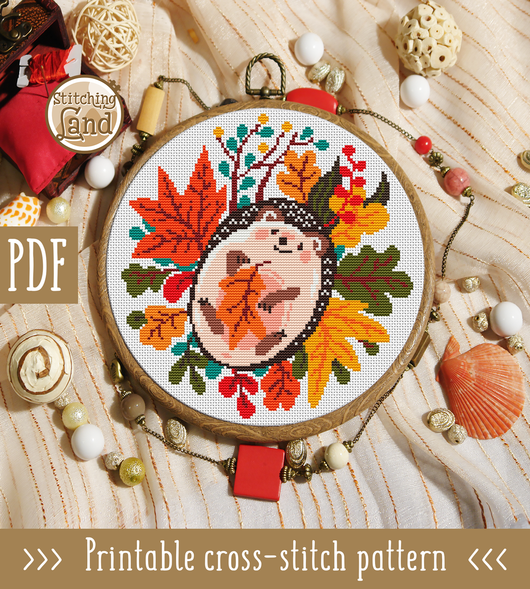 Autumn Hedgehog Cross Stitch Pattern