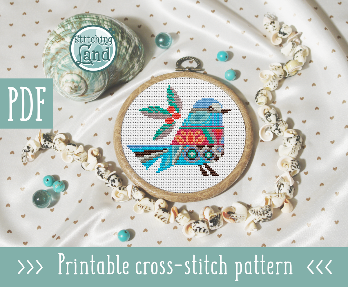 Blue Bird Cross Stitch Pattern