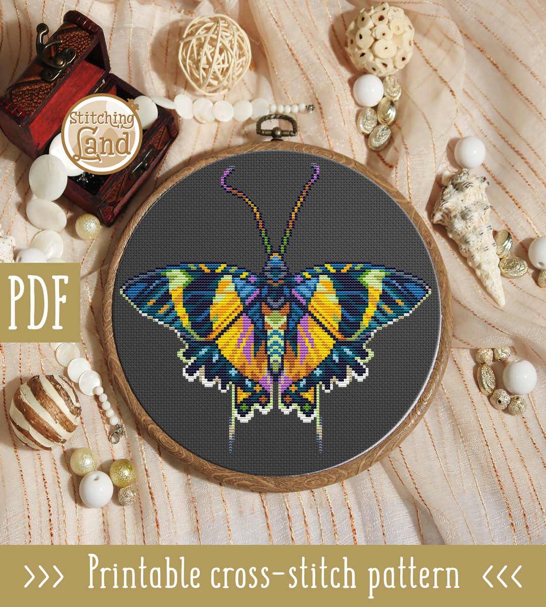 Bright Butterfly II Cross Stitch Pattern