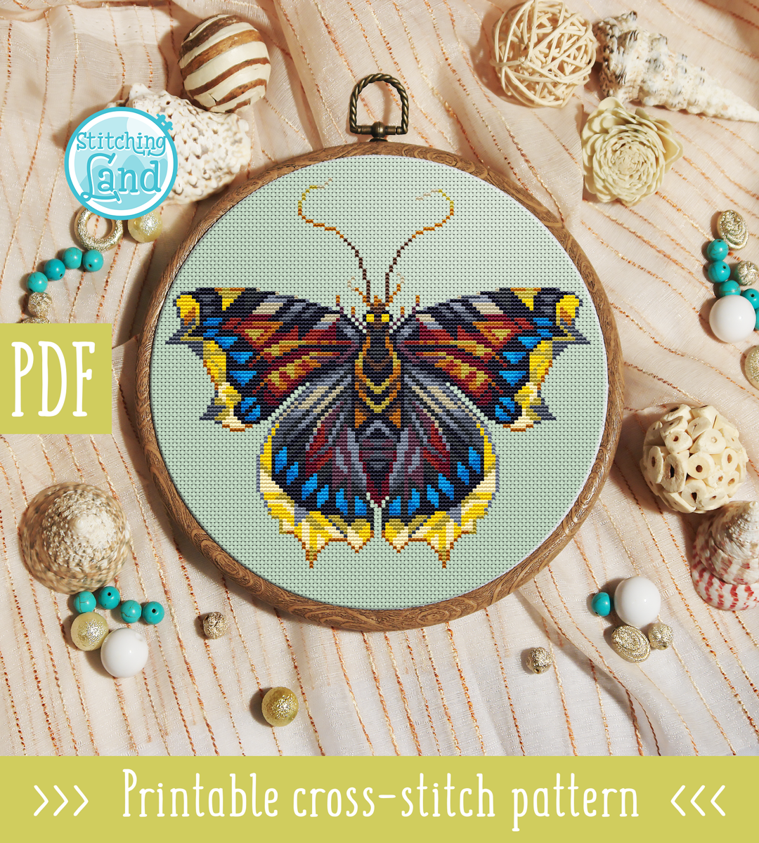 Bright Butterfly X Cross Stitch Pattern