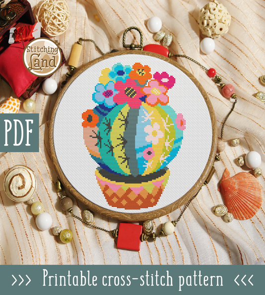 Colorful Cactus II Cross Stitch Pattern
