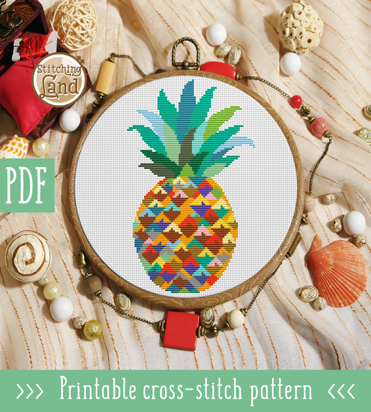 Colorful Pineapple Cross Stitch Pattern