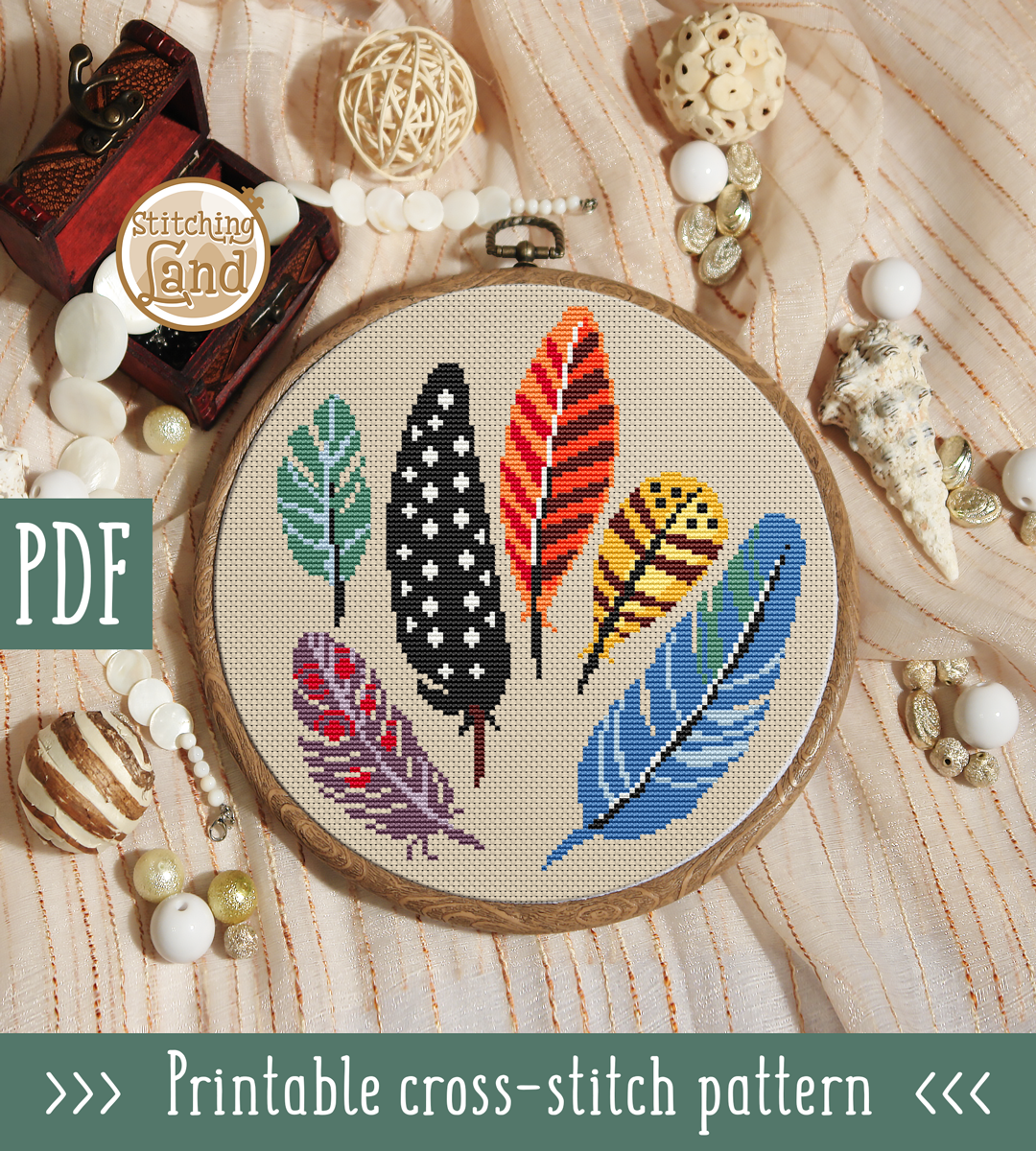Feathers Cross Stitch Pattern