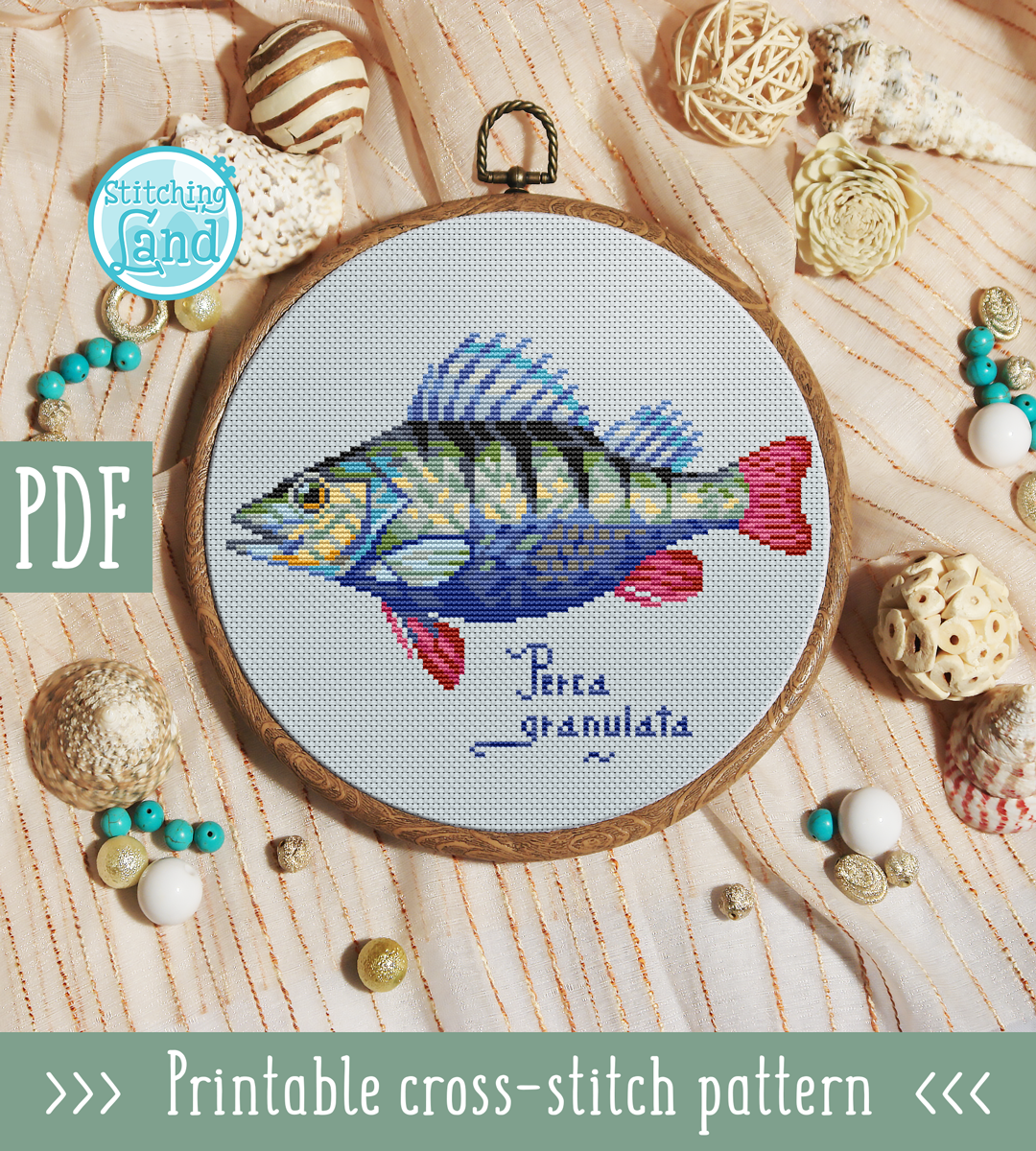 Fish Perch Cross Stitch Pattern