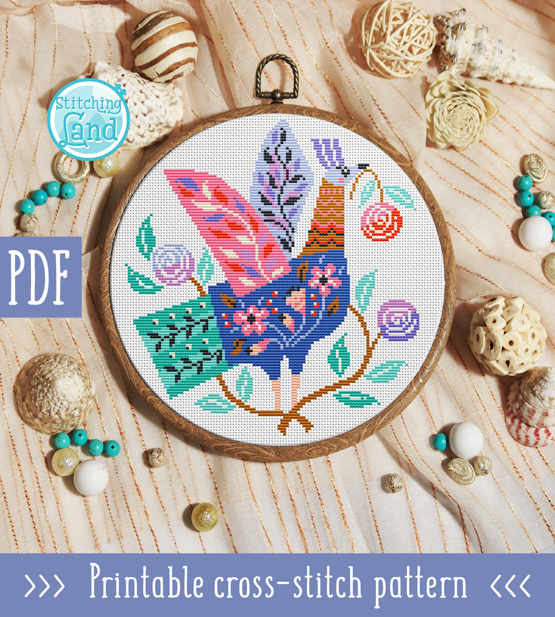 Flower Bird Cross Stitch Pattern