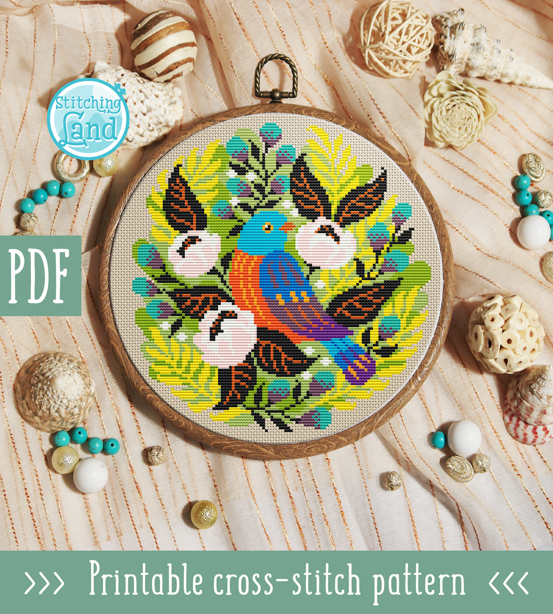 Forest Bird Cross Stitch Pattern