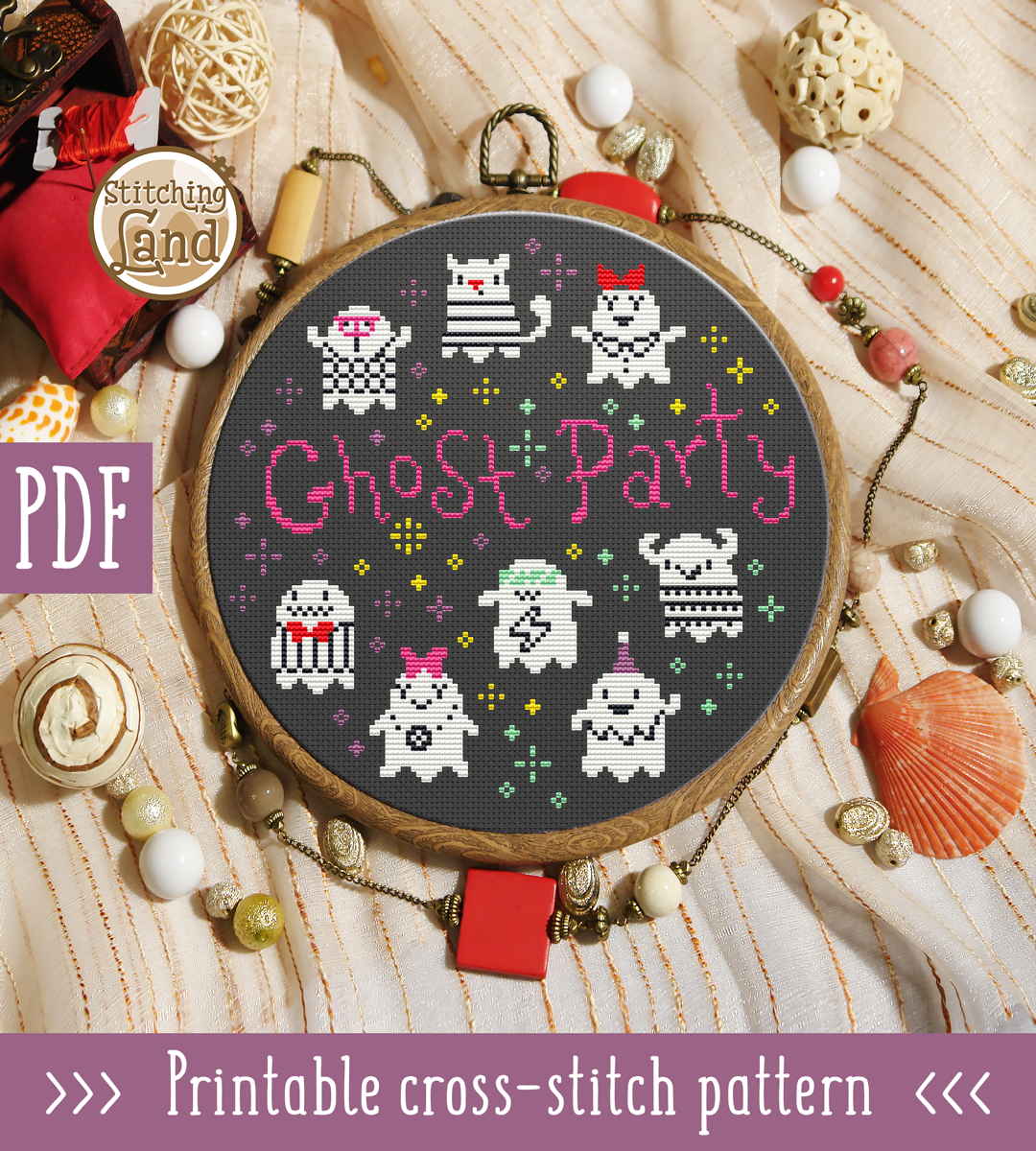 Ghost Party Cross Stitch Pattern