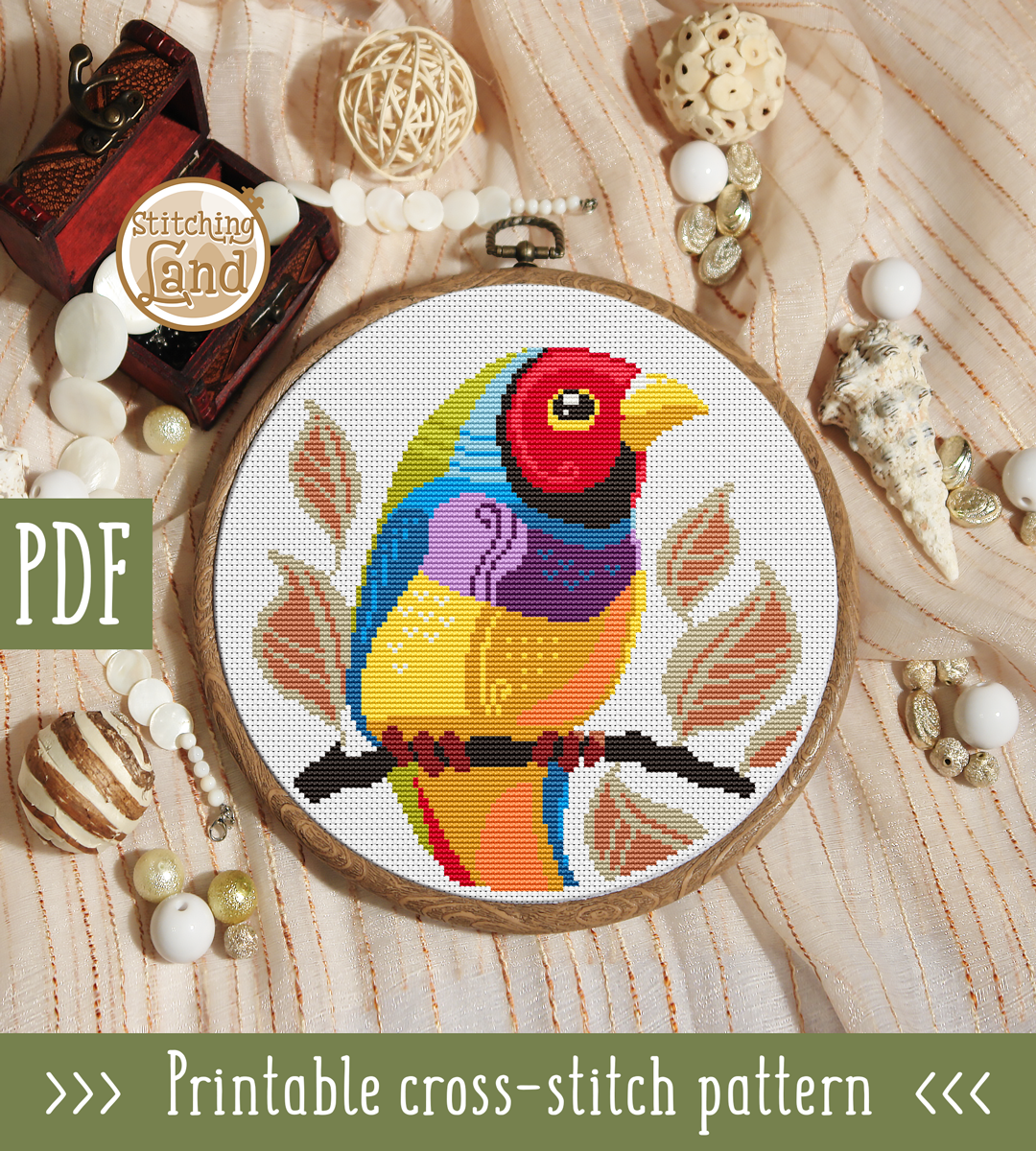 Gouldian Finch Cross Stitch Pattern