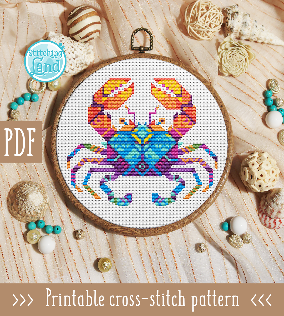 Crab Mandala Cross Stitch Pattern