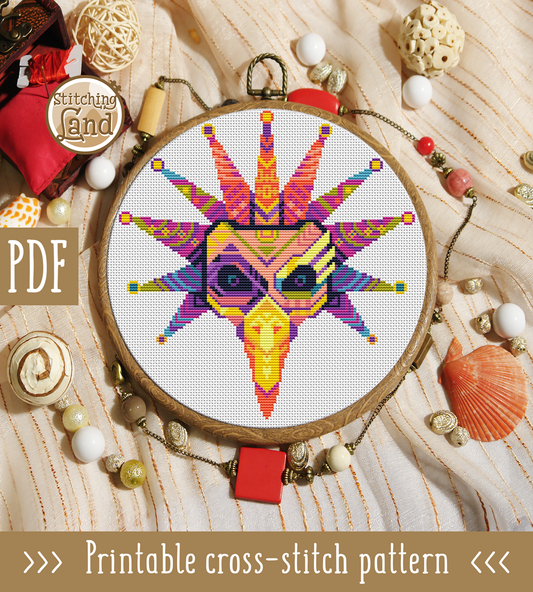 Mask Mandala Cross Stitch Pattern