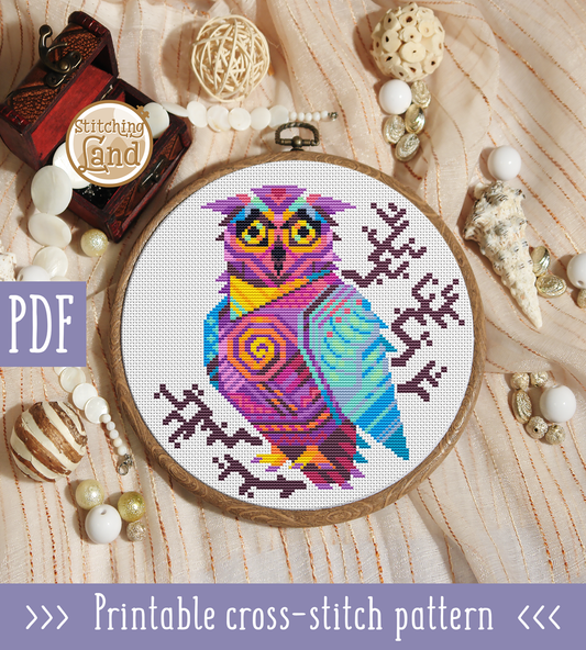 Owl Mandala Cross Stitch Pattern